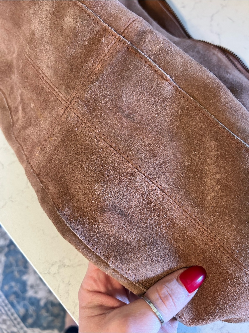Free People Suede Roma Tote in Rust With Bonus Scarf and Cherry Bag Charm - Picture 16 of 16
